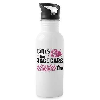 Drag Racing Race Car Girl Girls - Trinkflasche mit integriertem Trinkhalm - Weiß - Rechts