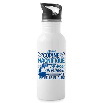 Copine Magnifique Humour Couple ma copine amour - Gourde avec paille intégrée - blanc - Droite