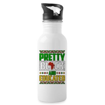 Pretty Black And Educated Black History Month - Water bottle with straw - white - Right