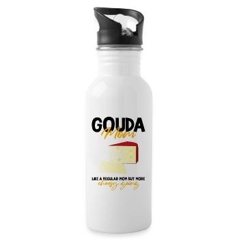 Smoked Gouda design and Gouda gourmet - Water bottle with straw - white - Right