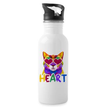Anti-valentine's Day Single Heartbreaker - Water bottle with straw - white - Right