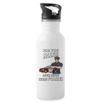 POLIZEI ICH TUE ALLES KEINE POLIZEI - Trinkflasche mit integriertem Trinkhalm - Weiß - Rechts
