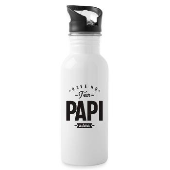 Have No Fear Papi is Here Funny - Water bottle with straw - white - Right