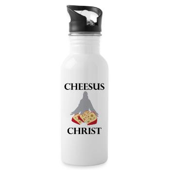 Geräucherter Gouda Design und Gouda-Feinschmecker - Trinkflasche mit integriertem Trinkhalm - Weiß - Rechts