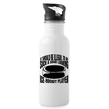 Eishockey Wintersport Eishockeyteam Geschenk - Trinkflasche mit integriertem Trinkhalm - Weiß - Rechts