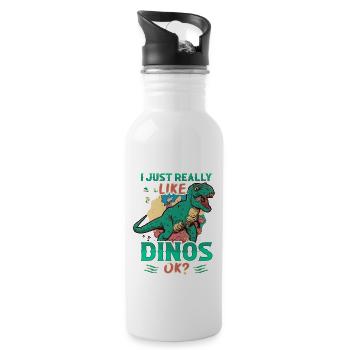 J’aime les dinosaures. - Gourde avec paille intégrée - blanc - Droite