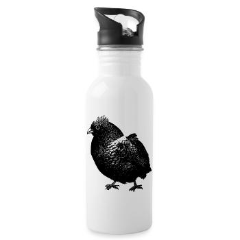 Lustiges Huhn line art Pop Art Minimalistisch 12 - Trinkflasche mit integriertem Trinkhalm - Weiß - Rechts