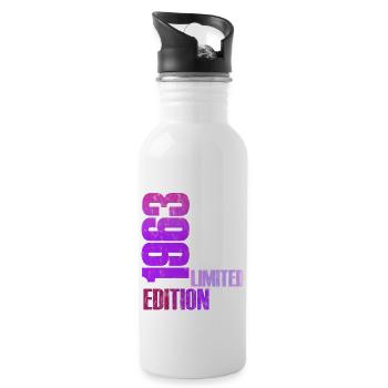 60th Birthday man woman 60 Years 1963 - Trinkflasche mit integriertem Trinkhalm - Weiß - Rechts
