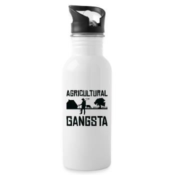 Landwirtschaft Gangsta Gartenarbeit Landwirt - Trinkflasche mit integriertem Trinkhalm - Weiß - Rechts