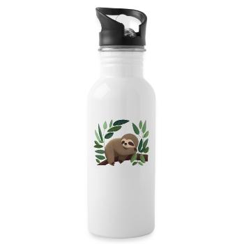 Lieblings Schlafshirt Faultier Pyjama Mädchen - Trinkflasche mit integriertem Trinkhalm - Weiß - Rechts