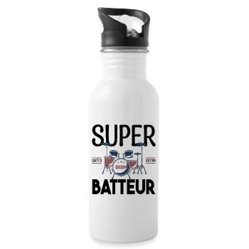 Super Batteur. Cadeau batteur. bassiste. Musicien. - Gourde avec paille intégrée - blanc - Droite
