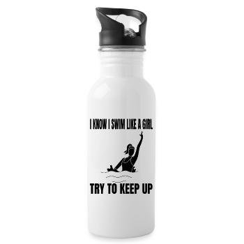 Swimmer Swimmer Woman Swimming Club Swimming - Water bottle with straw - white - Right