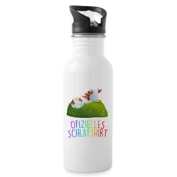 Offizielles Schlafshirt Kuh Schlafanzug - Trinkflasche mit integriertem Trinkhalm - Weiß - Rechts
