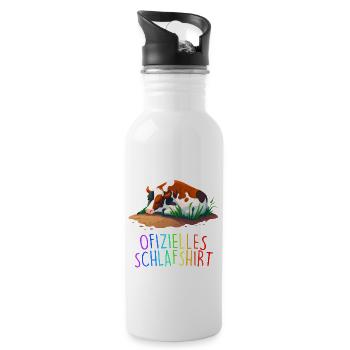 Offizielles Schlafshirt Kuh Schlafanzug - Trinkflasche mit integriertem Trinkhalm - Weiß - Rechts
