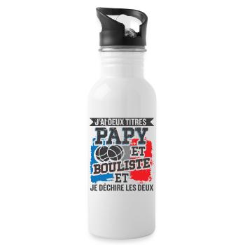 Papy Et Bouliste Humour Homme Boccia - Gourde avec paille intégrée - blanc - Droite