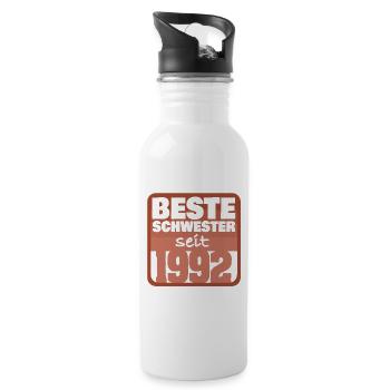 Schwester 1992 - Trinkflasche mit integriertem Trinkhalm - Weiß - Rechts