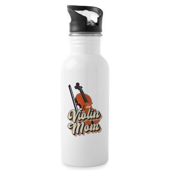 Violin Violinist Mom Retro Vintage - Water bottle with straw - white - Right