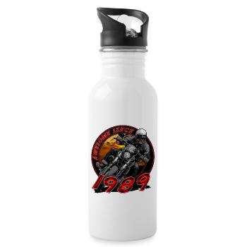 Awesome since 1989, biker's birthday - Water bottle with straw - white - Right