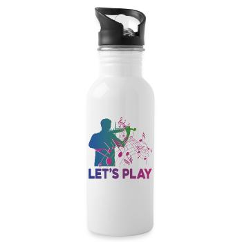 Violin Violinist Retro 80s 90s - Water bottle with straw - white - Right