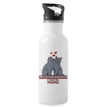 Britisch Kurzhaar Katzen Mama - Trinkflasche mit integriertem Trinkhalm - Weiß - Rechts