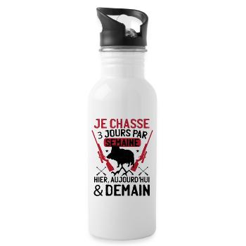 Chasse Humour Chasseur - Gourde avec paille intégrée - blanc - Droite