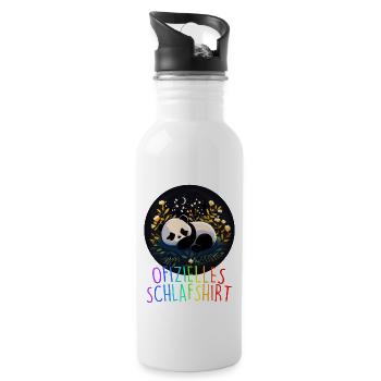 Offizielles Schlafshirt Panda Pandabär Nachtshirt - Trinkflasche mit integriertem Trinkhalm - Weiß - Rechts