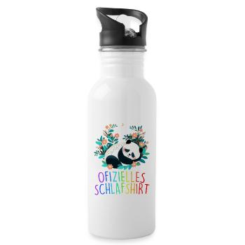 Offizielles Schlafshirt Panda Pandabär Nachtshirt - Trinkflasche mit integriertem Trinkhalm - Weiß - Rechts