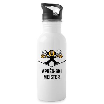 Après-Ski Meister (Bier / Karikatur / 3C) - Trinkflasche mit integriertem Trinkhalm - Weiß - Rechts