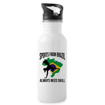 Ginga Capoeira für brasilianische Kampfsportarten - Trinkflasche mit integriertem Trinkhalm - Weiß - Rechts