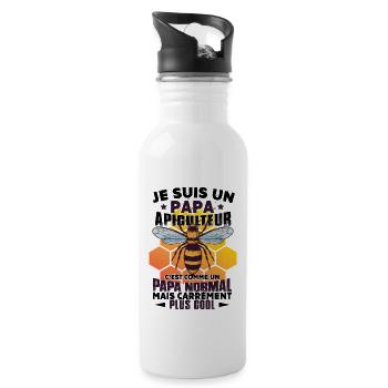 Papa | Abeille | Apiculteur | Homme | Miel - Gourde avec paille intégrée - blanc - Droite
