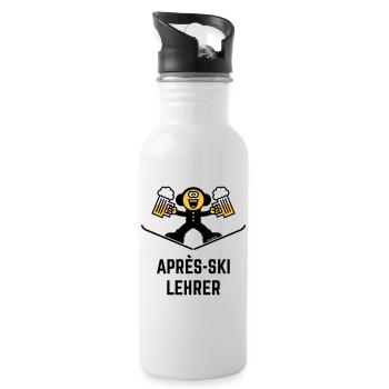 Après-Ski Lehrer (Bier / Karikatur / 3C) - Trinkflasche mit integriertem Trinkhalm - Weiß - Rechts