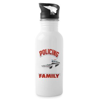 Policing runs in the Family Father's Day Design - Trinkflasche mit integriertem Trinkhalm - Weiß - Rechts