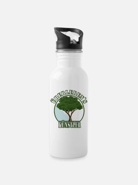 Überlebenskünstler Baum Wald Natur - Schutz Welt - Trinkflasche mit integriertem Trinkhalm - Weiß