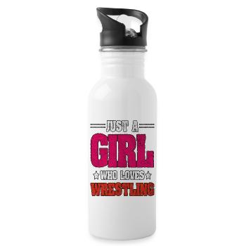 Nur ein Mädchen, das Wrestling liebt - Trinkflasche mit integriertem Trinkhalm - Weiß - Rechts