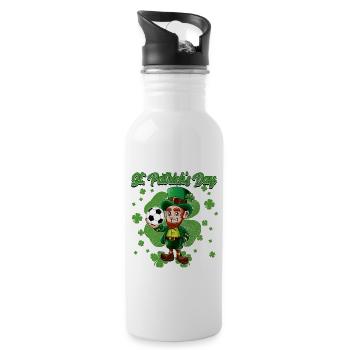 St Patricks Day Cute Leprechaun Kids Soccer - Gourde avec paille intégrée - blanc - Droite