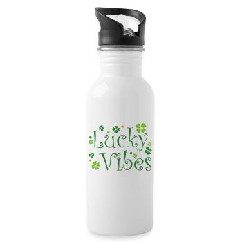 Lucky Vibes Kleeblatt St. Patrick's Day Kleeblatt - Trinkflasche mit integriertem Trinkhalm - Weiß - Rechts