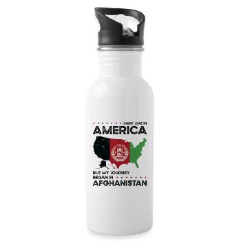 Born Afghan Afghanistan American USA Citizenship - Water bottle with straw - white - Right