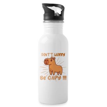 Capy Capybara Animal be Happy be Capy - Water bottle with straw - white - Right