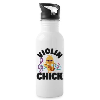 Violin Violinist Girl Chicken - Water bottle with straw - white - Right