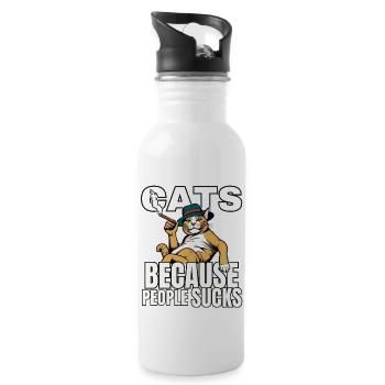 Cat Cat Cat Shirt Cat Gift Idea Kitten - Water bottle with straw - white - Right