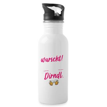 Ersatz Dirndl Shirt Trachten Trachtenshirt Damen - Trinkflasche mit integriertem Trinkhalm - Weiß - Rechts