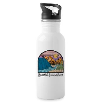 Wild gehen für eine Weile Wandern Berge Camping - Trinkflasche mit integriertem Trinkhalm - Weiß - Rechts
