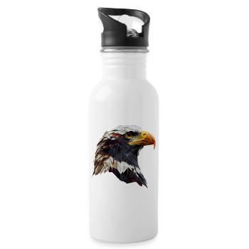 Cool polygon design with a bald eagle - Water bottle with straw - white - Right