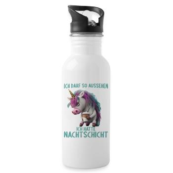 Nachtschicht Dienst Krankenschwester Pflegekraft - Trinkflasche mit integriertem Trinkhalm - Weiß - Rechts