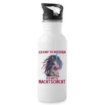 Nachtschicht Dienst Krankenschwester Pflegekraft - Trinkflasche mit integriertem Trinkhalm - Weiß - Rechts