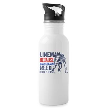 Lineman, weil Quarterbacks amerikanische Helden brauchen - Trinkflasche mit integriertem Trinkhalm - Weiß - Rechts