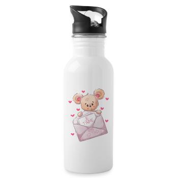 Vetement nounours pour enfant ,JE T AIME - Gourde avec paille intégrée - blanc - Droite