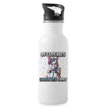 Offizielles Schwitzer Zocken Gamer Ego Shooter - Trinkflasche mit integriertem Trinkhalm - Weiß - Rechts