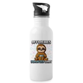 Offizielles Schwitzer Zocken Gamer Ego Shooter - Trinkflasche mit integriertem Trinkhalm - Weiß - Rechts