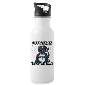 Offizielles Schwitzer Zocken Gamer Ego Shooter - Trinkflasche mit integriertem Trinkhalm - Weiß - Rechts